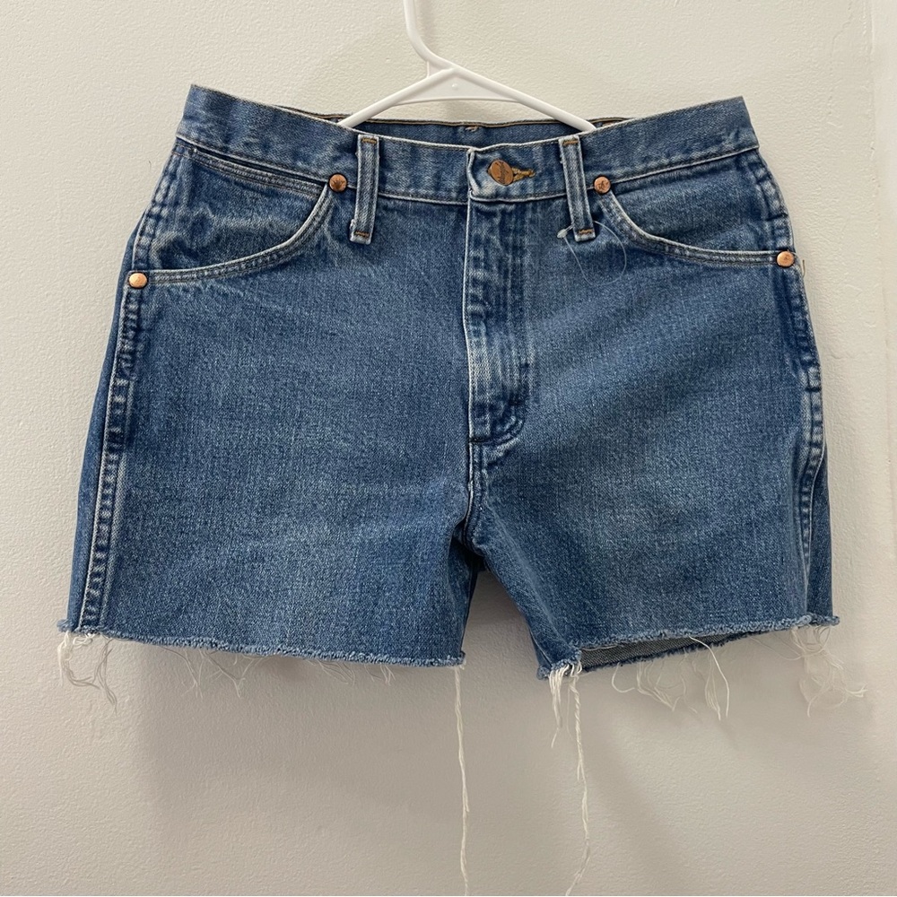 vintage wrangler denim raw hem shorts